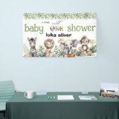 Een beetje wild een safari dieren baby shower spandoek (Beurs)