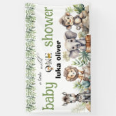 Een beetje wild een safari dieren baby shower spandoek (Verticaal)