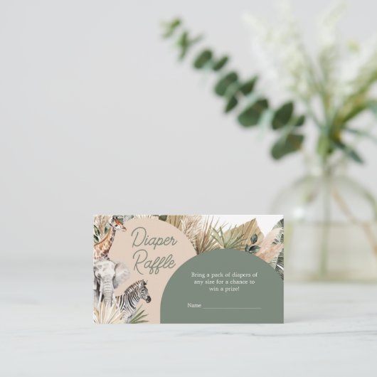 Een beetje wild een safari dieren luier rafel informatiekaartje (Staand voorkant)