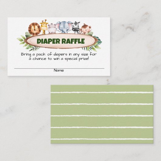 Een beetje wild een safari luier Raffle Informatiekaartje (Voorkant / Achterkant)