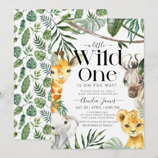 Een beetje wild een safari Oerwoud dierlijk Baby s Kaart (Voorkant / Achterkant)