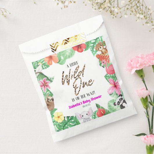 Een beetje wild één tropisch dier Baby shower Bedankzakje (Gezegeld)