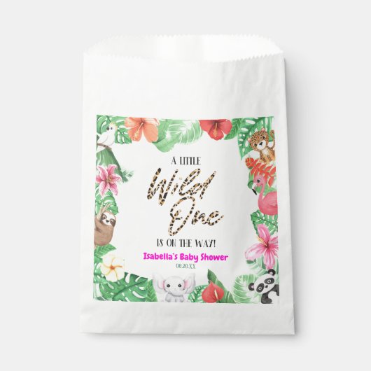 Een beetje wild één tropisch dier Baby shower Bedankzakje (Voorkant)