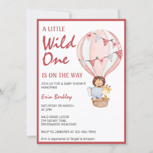 Een beetje wild is onderweg naar roze Baby shower Kaart