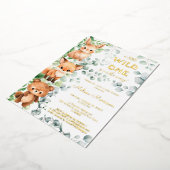 Een beetje Wild One Baby Animals Baby shower Folie Uitnodiging (Gedraaid)
