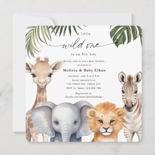 Een beetje Wild One is op weg naar Safari Baby sho Kaart (Voorkant)