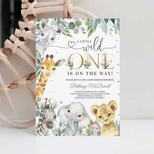 Een beetje Wild One Oerwoud Boy Baby shower Kaart