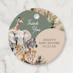Een beetje Wild One Safari Animals Baby shower ron Bedankjes Labels