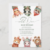 Een beetje wild One Winter Woodland Baby shower Kaart (Voorkant)