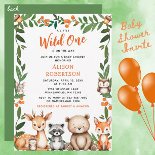 Een beetje Wild One Woodland Animals Baby shower Kaart