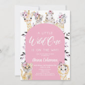 Een beetje wild One Zoo Safari Dier Baby shower Kaart (Voorkant)