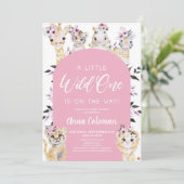 Een beetje wild One Zoo Safari Dier Baby shower Kaart (Staand voorkant)
