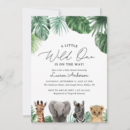 Een beetje wild op de weg Safari Baby shower Kaart (Voorkant)