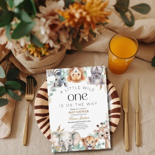 Een beetje wild safari baby dieren baby shower kaart