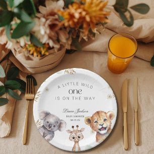 Een beetje wild safari baby dieren baby shower papieren bordje