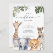 Een beetje wild, Safari Dieren Baby Jongen Douche Kaart (Voorkant)