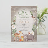 Een beetje wild, winterdieren Baby shower Kaart (Staand voorkant)