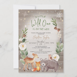 Een beetje wild, winterdieren Baby shower Kaart