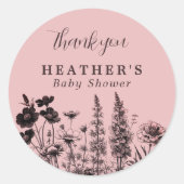 Een beetje wilde bloem Baby shower dank u Sticker (Voorkant)