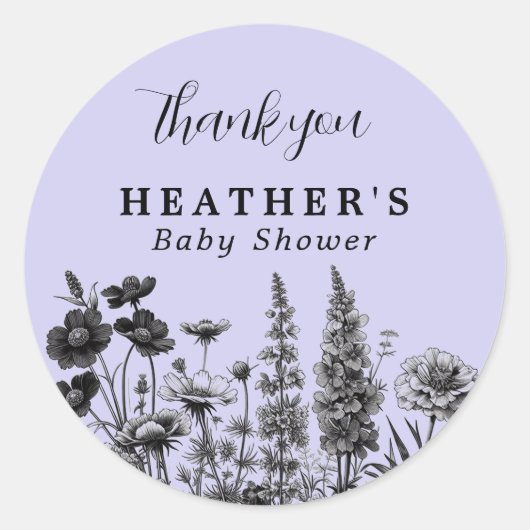Een beetje wilde bloem Baby shower dank u Sticker (Voorkant)