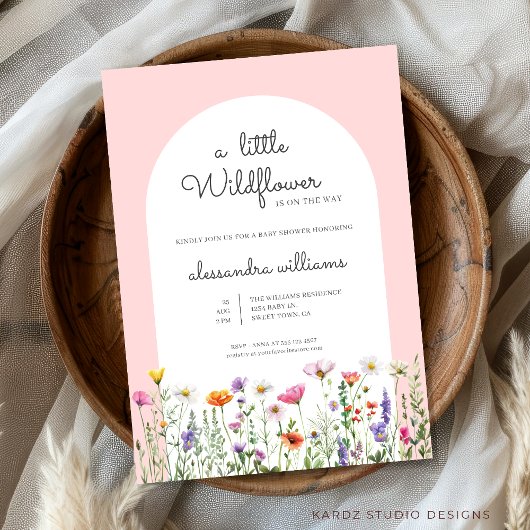 Een beetje wilde bloem bloemenroze Baby shower Kaart