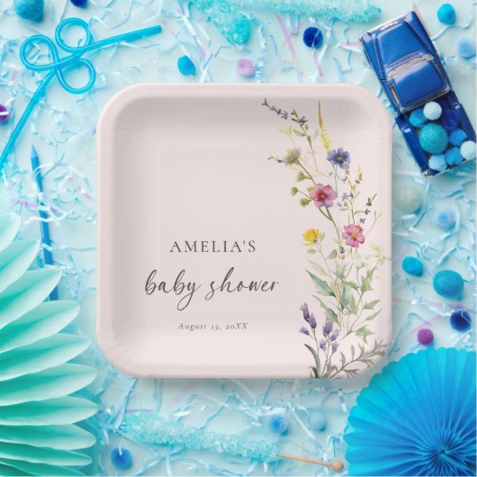 Een beetje wilde bloem bloemenroze Baby shower Papieren Bordje (Feest)