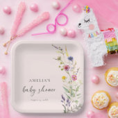 Een beetje wilde bloem bloemenroze Baby shower Papieren Bordje (Feest)