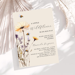 Een beetje wilde bloem geel beige baby shower kaart
