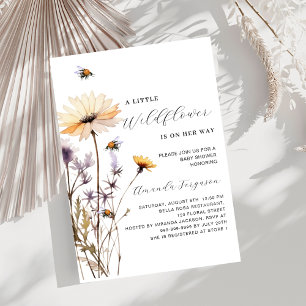 Een beetje wilde bloem geel paarse baby shower kaart
