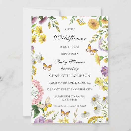 Een beetje wilde bloem is onderweg Baby shower Kaart (Voorkant)