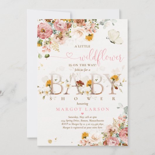 Een beetje wilde bloem is onderweg Baby shower Kaart (Voorkant)