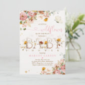 Een beetje wilde bloem is onderweg Baby shower Kaart (Staand voorkant)