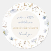 Een beetje wilde bloem is onderweg Baby shower Ronde Sticker (Voorkant)