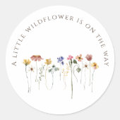 Een beetje wilde bloem is onderweg Baby shower Ronde Sticker (Voorkant)