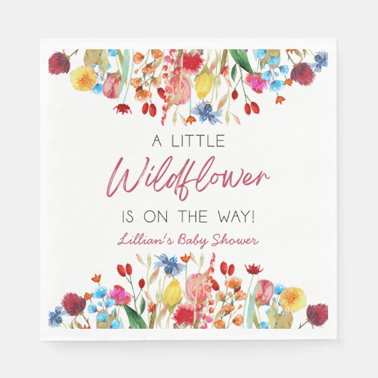 Een beetje wilde bloem is onderweg Baby shower Servet (Voorkant)