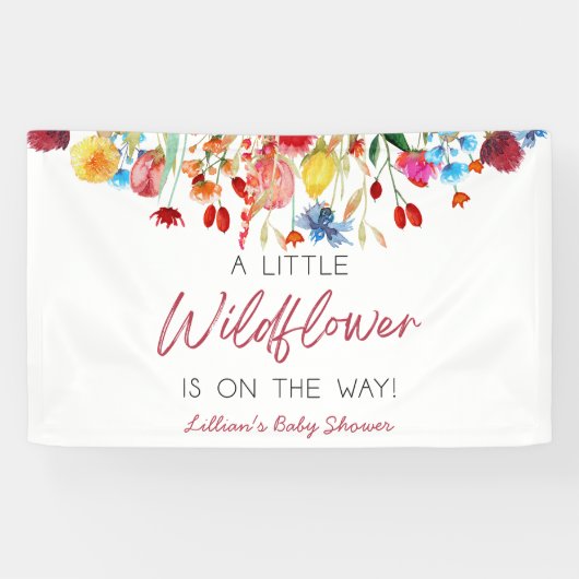 Een beetje wilde bloem is onderweg Baby shower Spandoek (Horizontaal)