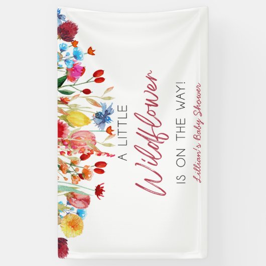 Een beetje wilde bloem is onderweg Baby shower Spandoek (Verticaal)