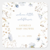 Een beetje wilde bloem is onderweg Baby shower Vierkante Sticker (Voorkant)