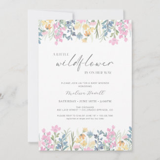 Een beetje wilde bloem is op weg naar Baby shower Kaart