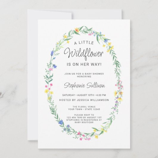 Een beetje wilde bloem is op weg naar Baby shower Kaart (Voorkant)