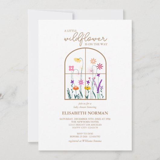 Een beetje wilde bloem modern delicaat Baby shower Kaart (Voorkant)