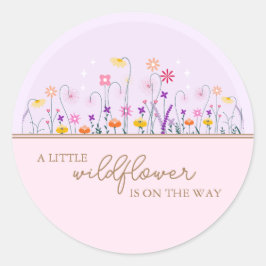 Een beetje wilde bloem modern delicaat Baby shower Ronde Sticker