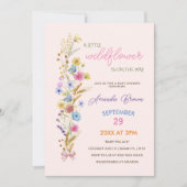 Een beetje wilde bloem roze baby meisje douche kaart (Voorkant)