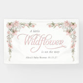 Een beetje wilde bloem roze Baby Meisje Douche Spandoek (Horizontaal)