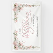 Een beetje wilde bloem roze Baby Meisje Douche Spandoek (Verticaal)