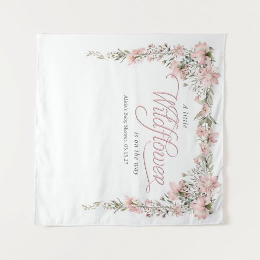 Een beetje wilde bloem roze Baby Meisje Douche Wandkleed (Voorkant (horizontaal))