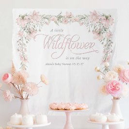 Een beetje wilde bloem roze Baby Meisje Douche Wandkleed