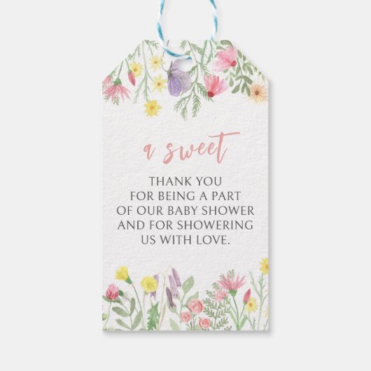 Een beetje wilde bloem rustiek baby shower dank u cadeaulabel (Achterkant)