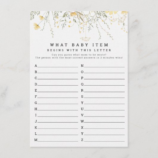 Een beetje wilde bloem wat Baby item Baby shower Informatiekaartje (Voorkant)