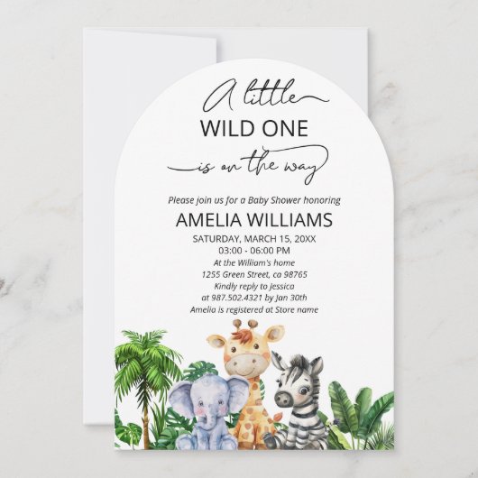Een beetje wilde een Oerwoud Safari Baby shower Kaart (Voorkant)
